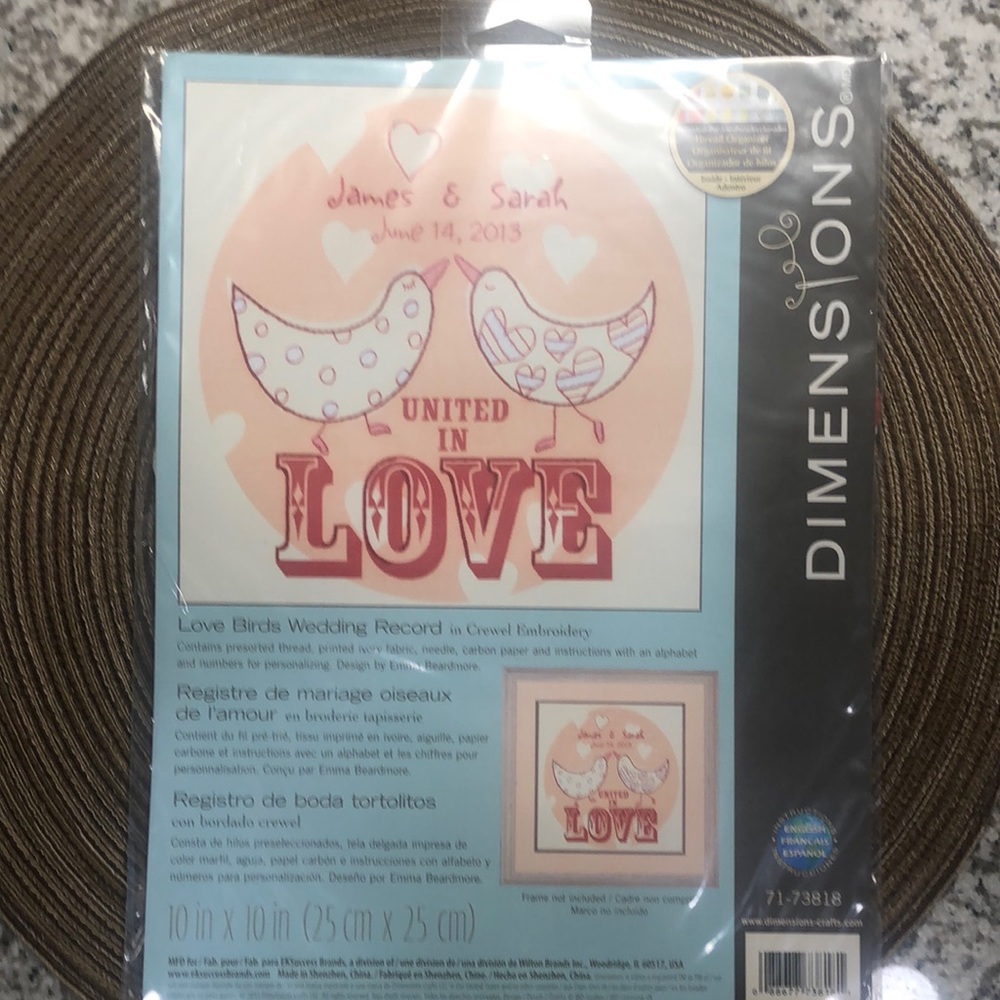 Dimensions Love Birds Wedding Record - Crewel